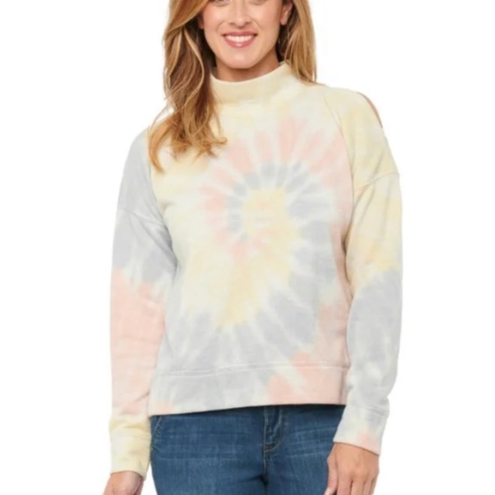 Democracy Cold Shoulder Pastel Tie Dye Sweatshirt NWT (C)
